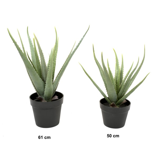 Artificial Soft Aloe Vera Succulent Plant in Black Pot 61cm/24in - GB1289