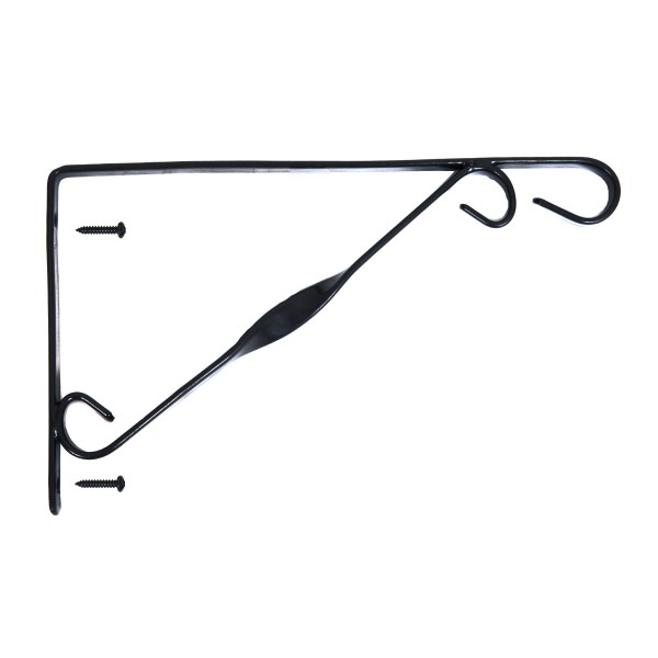 2 x Black Plastic Coated Single Twist Hanging Basket Bracket 12in/30cm - GB1407