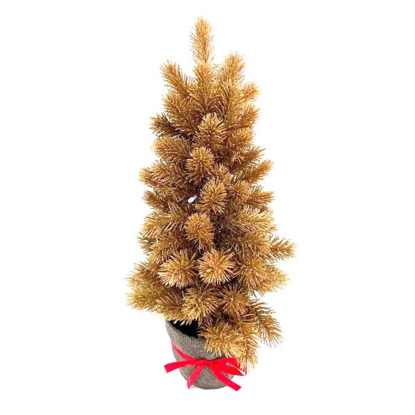 Artificial Mini Gold Christmas Tree with LED Lights in Pot 50cm/20in