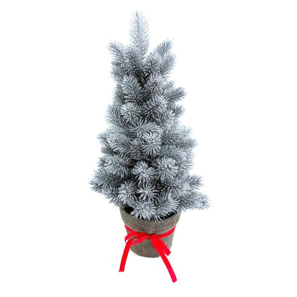 Artificial Mini Silver Christmas Tree with LED Lights in Pot 50cm/20in OUT OF STOCK