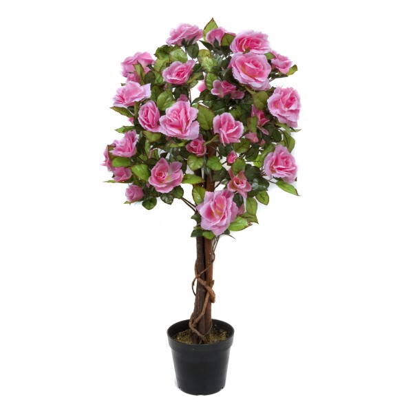 Artificial Pink Rose Tree 60 Flowers 90cm/3ft