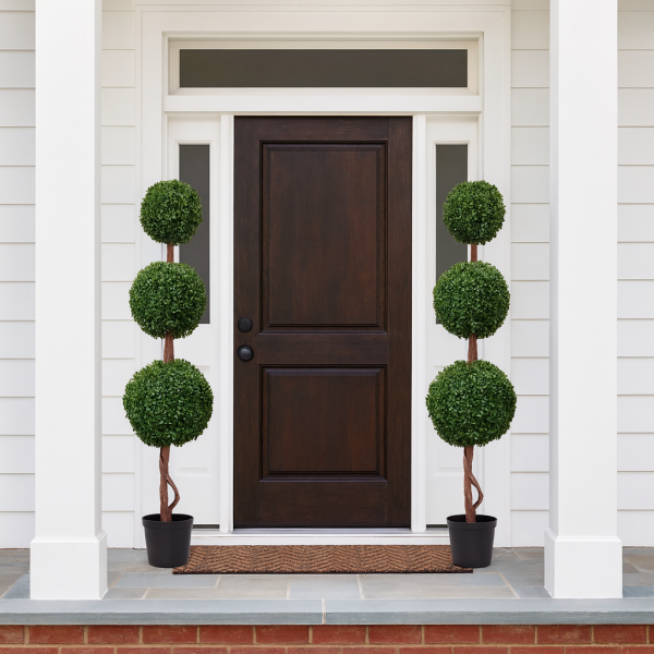 Artificial Triple Ball Boxwood Topiary Trees - 120cm/4ft (Set of 2) - A1006