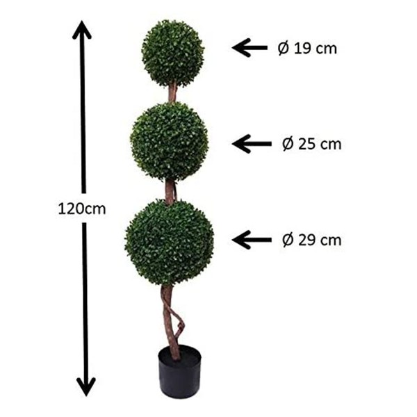 Artificial Triple Ball Boxwood Topiary Trees120cm/4ft(Set of 2)