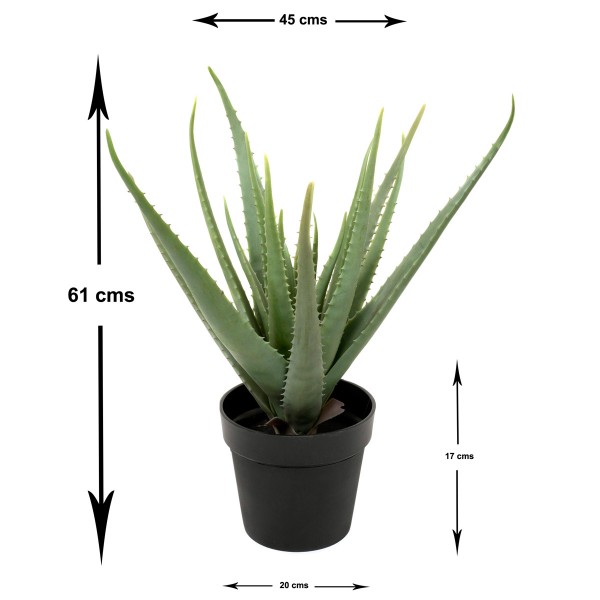 Artificial Soft Aloe Vera Succulent Plant in Black Pot 61cm/24in - GB1289