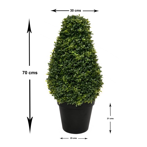 Artificial Boxwood Topiary Cone Shaped Potted Plant 70cm/28in (Set of 2) - GB1300