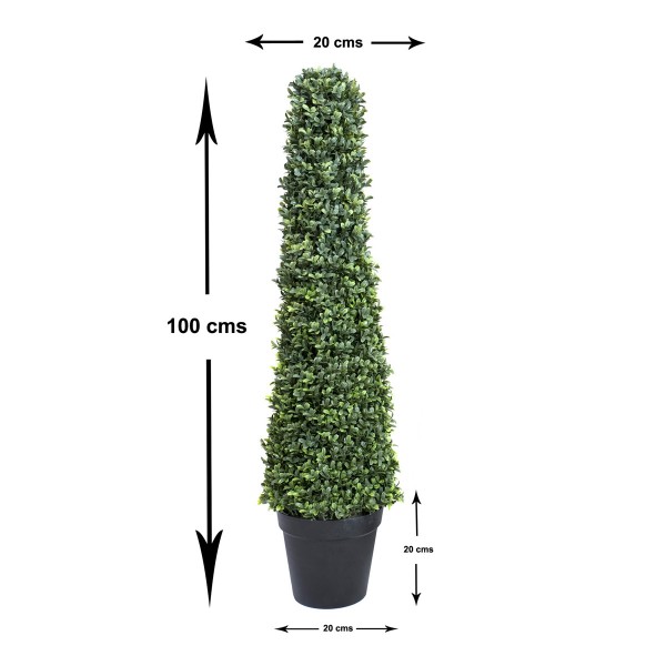 Artificial Boxwood Topiary Cone Shaped Tree 100cm/40in (Set of 2) - GB1299