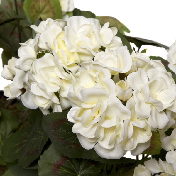  Artificial White Geraniums in Rustic Tin Window Box 45cm/18in