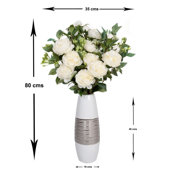 Artificial White Flower Bouquet with Peonies, Elderflower, Berries & Greenery - A1209