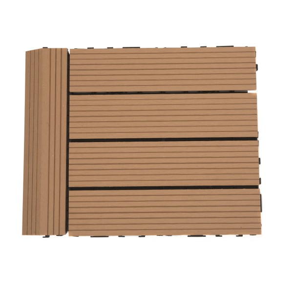 Dekco 1 Piece Teak Composite Interlocking Right Edging Tile 37cm x 7cm - GB1361
