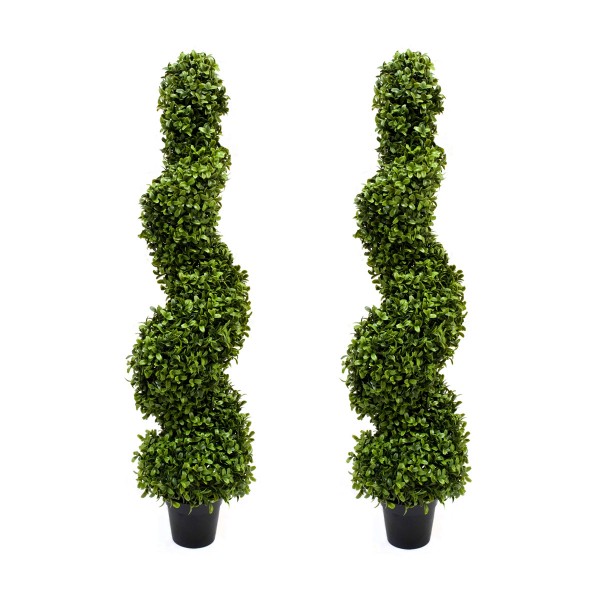 Artificial Premium Spiral Boxwood Topiary Trees 96cm/3ft (Set of 2) GB1065