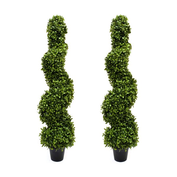 Artificial Spiral Boxwood Premium Topiary Tree 96cm/3ft (Set of 2)