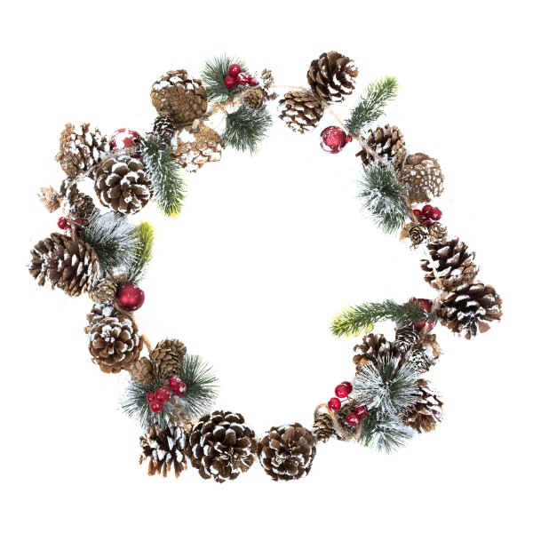 Christmas Garland Festive Pine Cone Display White Frosting 120cm