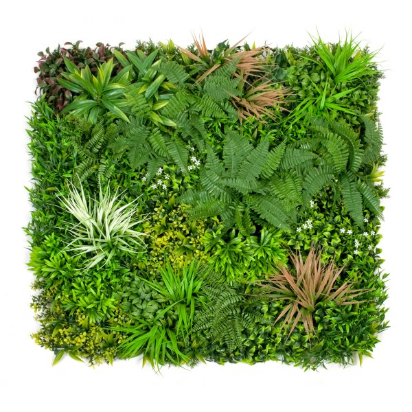 Artificial Premium Green Wall Hedge with Mixed Green and Pastel Pink Leaf Foliage (1m x 1m) - GB1145