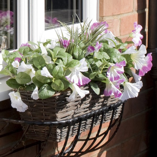 Artificial Pink & Purple Petunia Rattan Window Box 58cm/23in - GB1194