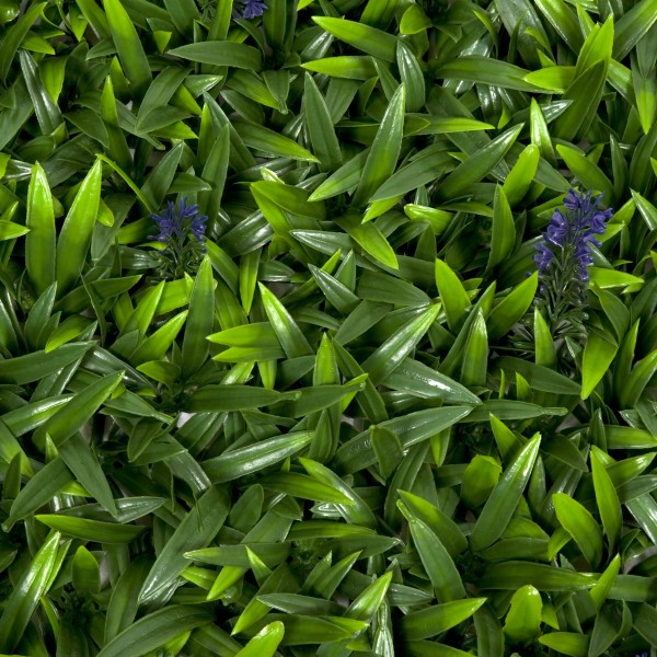 Artificial Green Wall Hedge with Green Leaf Foliage and Purple Flowers Pack of 4 x 50cm/20in - GB1137