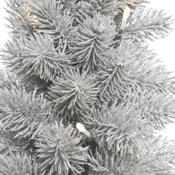 Artificial Mini Silver Christmas Tree with LED Lights in Pot 50cm/20in