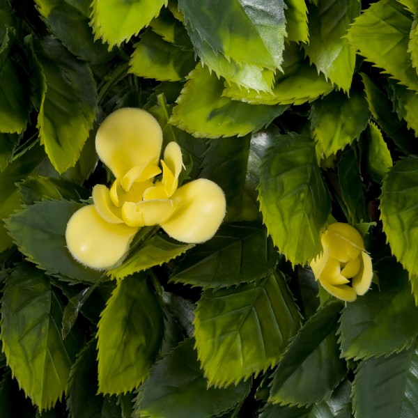 Artificial Expanding Green Wall Willow Trellis Fence with Green Foliage and Yellow Flowers (1m x 2m) - GB1261