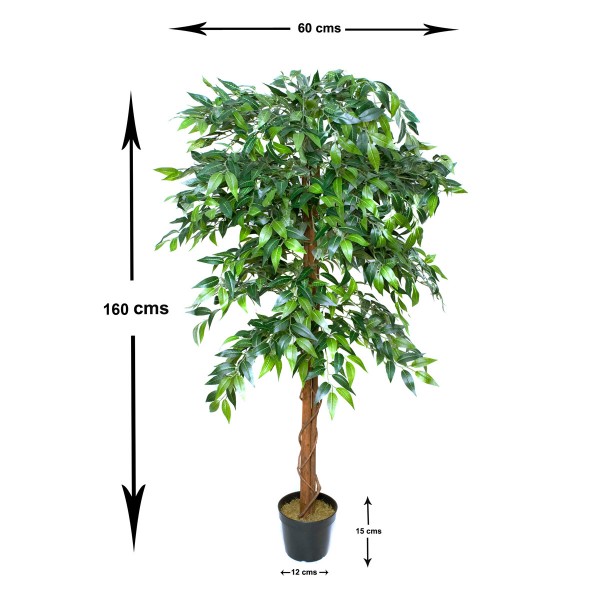 Artificial Ficus Weeping Fig Tree Potted Plant 160cm/5ft