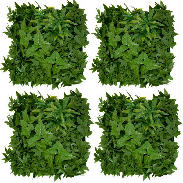 Artificial Green Wall Hedge with Dark Leaf Foliage Flowers Pack of 4 x 50cm/20in - GB1270