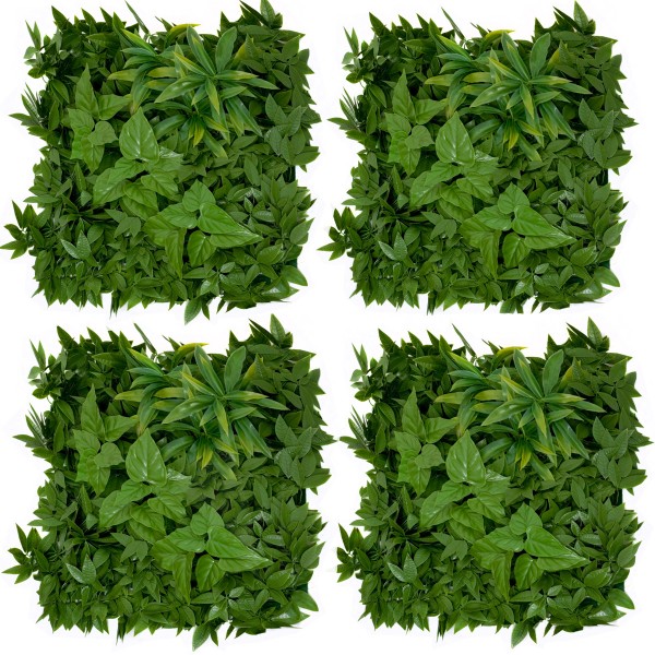 Artificial Green Wall Hedge with Dark Leaf Foliage Flowers Pack of 4 x 50cm/20in