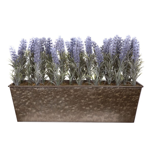 Artificial Lavender Tin Rustic Planter Window Box 45cm/18in