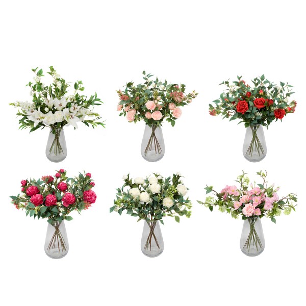 Artificial Red Flower Bouquet with Roses, Elderflower, Berries & Greenery - GB1207