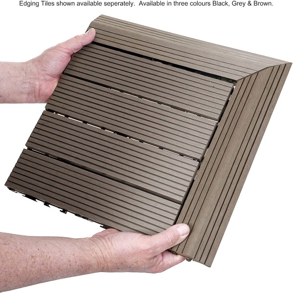 Dekco Pack of 10 Brown Composite Decking Interlocking Tiles 30cm x 30cm
