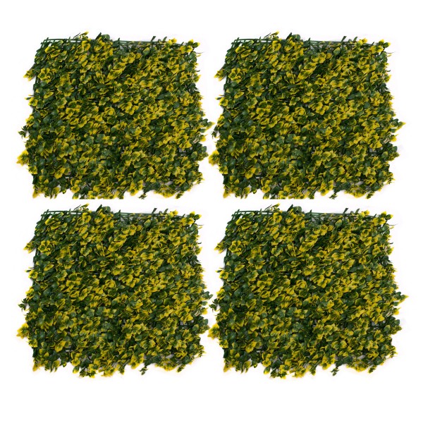 Artificial Green Wall Hedge with Yellow Leaf Foliage Pack of 4 x 50cm/20in - GB1265