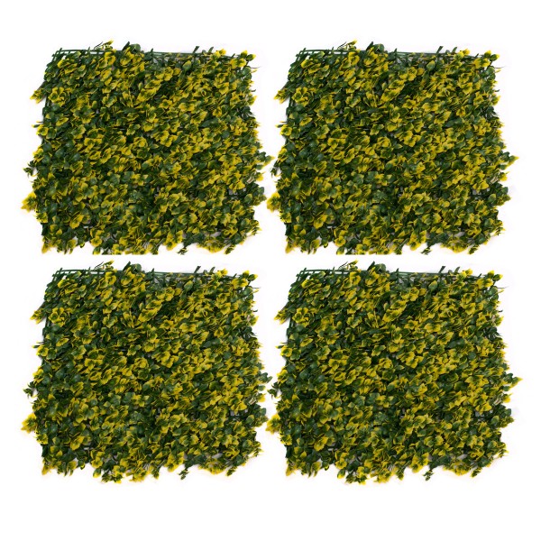 Artificial Green Wall Hedge with Yellow Leaf Foliage Pack of 4 x 50cm/20in