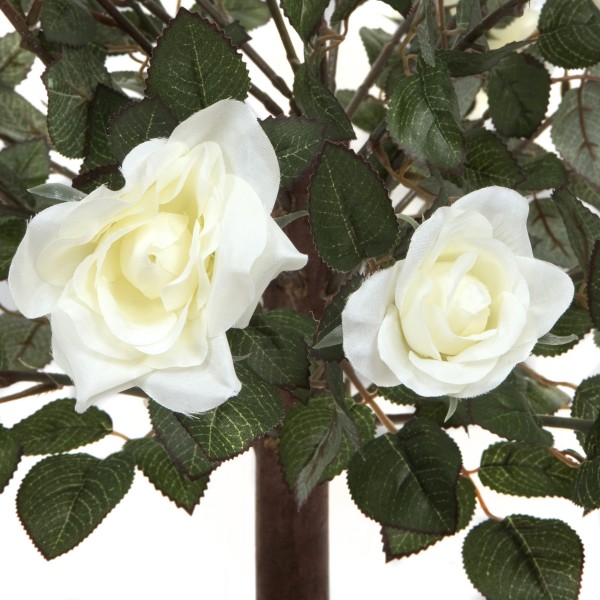 Artificial White Rose Tree 25 Flowers 90cm/3ft