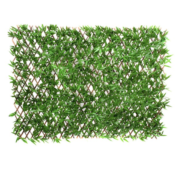 Artificial Expanding Green Wall Willow Trellis Fence with Bamboo Leaf Foliage (1m x 2m)