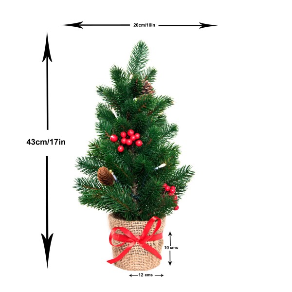 Artificial Mini Pine Christmas Tree with LED Lights in Pot 43cm/17in OUT OF STOCK
