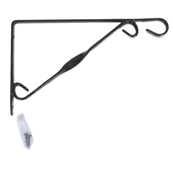 2 x Black Plastic Coated Single Twist Hanging Basket Bracket 12in/30cm - GB1407