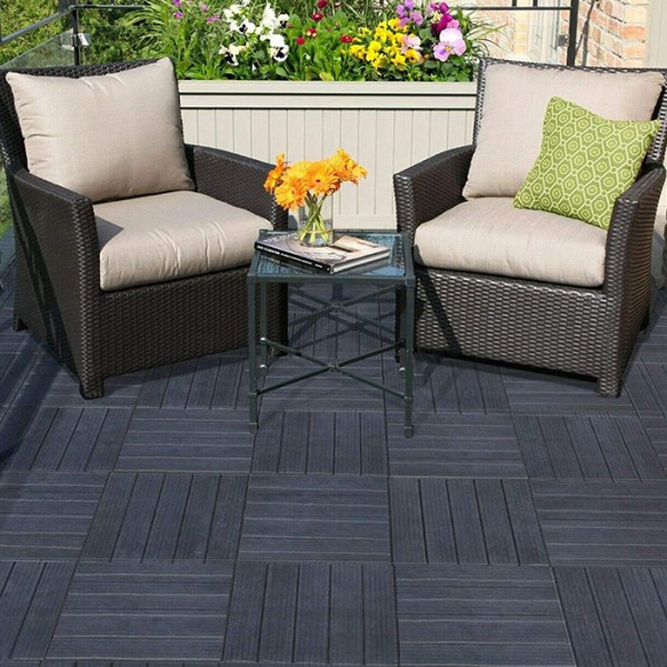 Dekco 1 Piece Grey Composite Interlocking Left Edging Tile  37cm x 7cm - GB1279