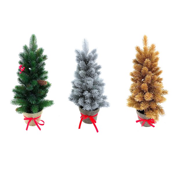 Artificial Mini Gold Christmas Tree with LED Lights in Pot 50cm/20in
