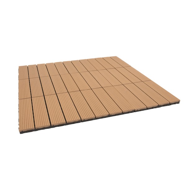 Dekco Pack of 10 Teak Composite Decking Interlocking Tiles 30cmx30cm - GB1359