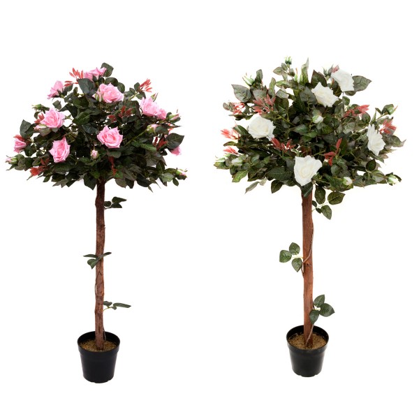 Artificial Pink Rose Tree 30 Flowers 120cm/4ft - GB1405