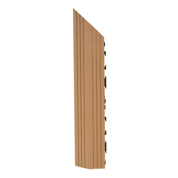 Dekco 1 Piece Teak Composite Interlocking Left Edging Tile 37cm x 7cm - GB1360
