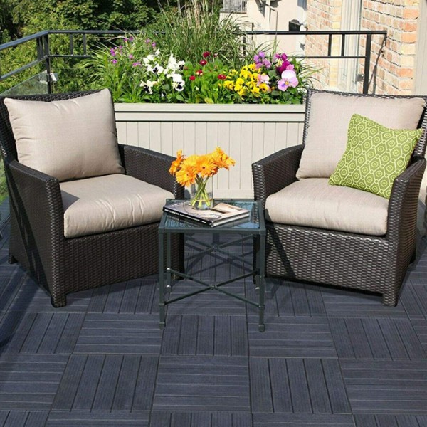 Dekco Pack of 10 Grey Composite Decking Interlocking Tiles 30cm x 30cm - GB1276