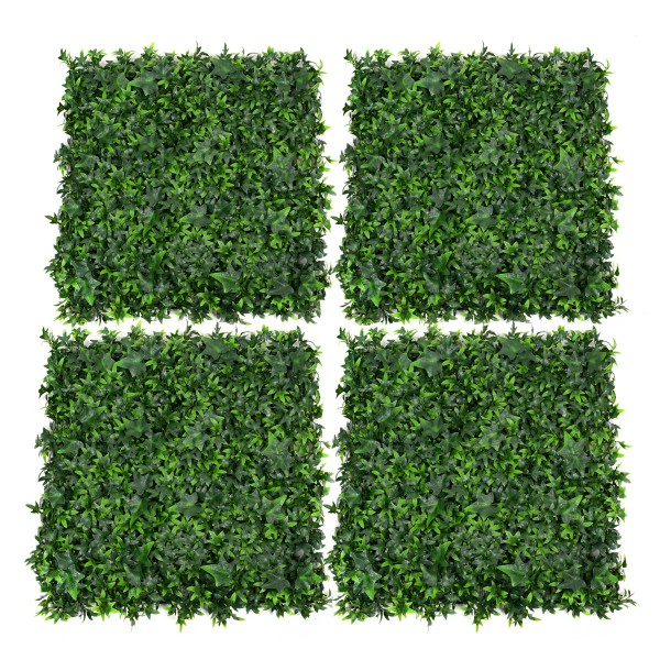 Artificial Green Wall Hedge with Dark Ivy Leaf Foliage Pack of 4 x 50cm/20in