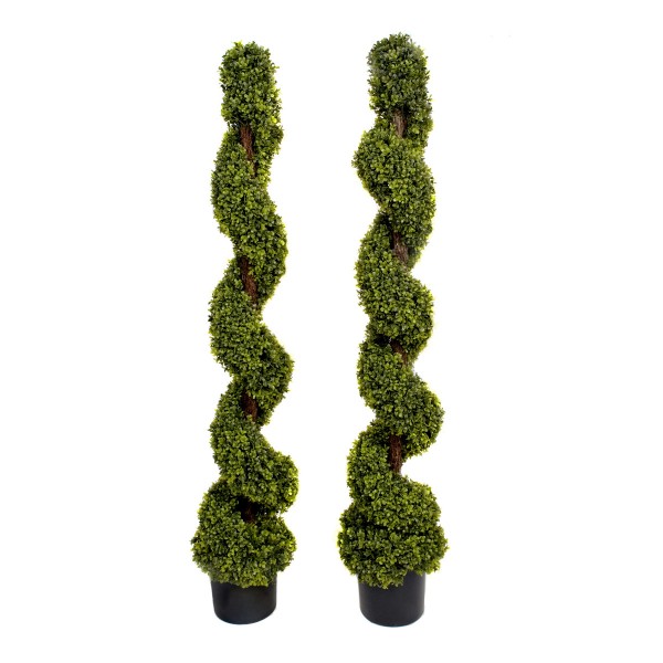 Artificial Spiral Boxwood Topiary Tree 150cm/5ft (Set of 2)