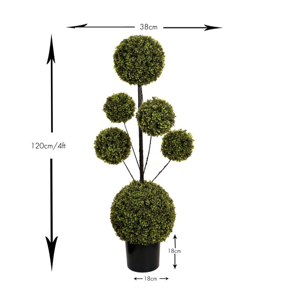 Artificial Six Sphere Boxwood Topiary Tree 4ft/120cm - GB1417