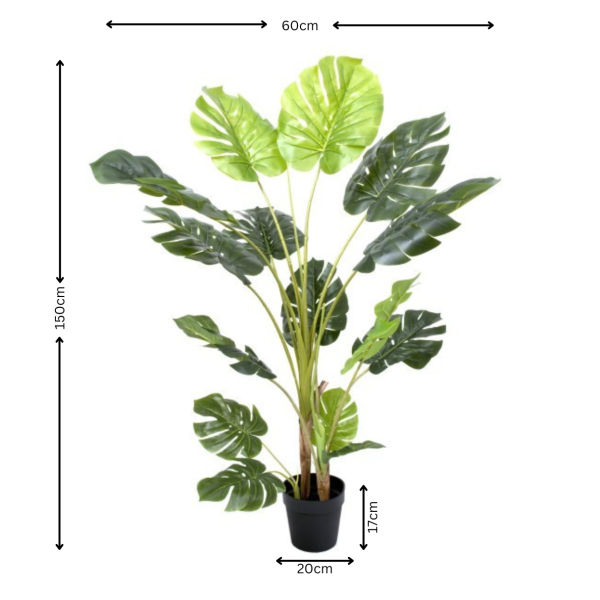 Artificial Tropical Monstera Tree in Black Pot 150cm/60in - A1291