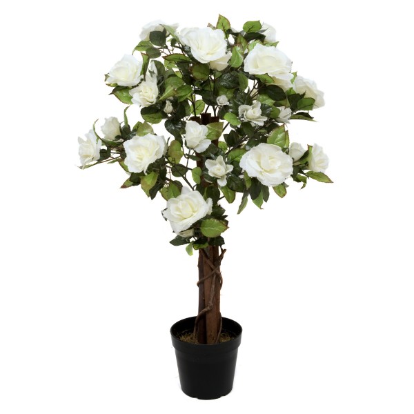 Artificial White Rose Tree 60 Flowers 90cm/3ft - GB1404