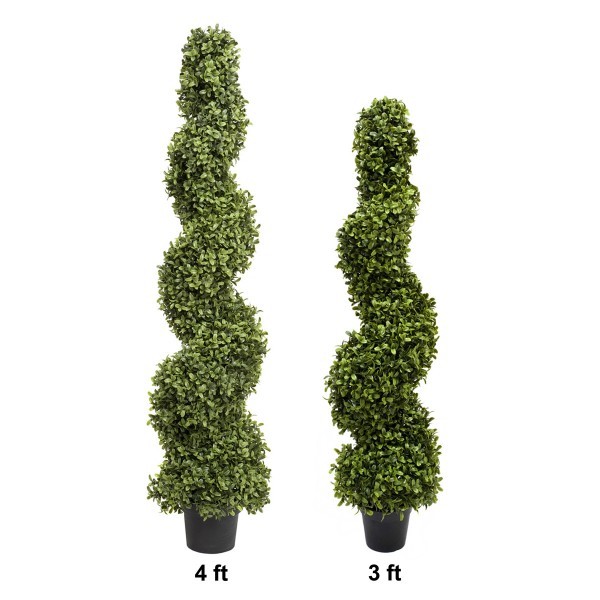 Artificial Premium Spiral Boxwood Topiary Trees 96cm/3ft (Set of 2) - A1065