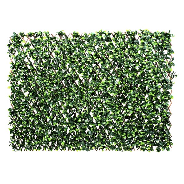 Artificial Expanding Green Wall Willow Trellis Fence with Variegated Green Leaf Foliage (1m x 2m)