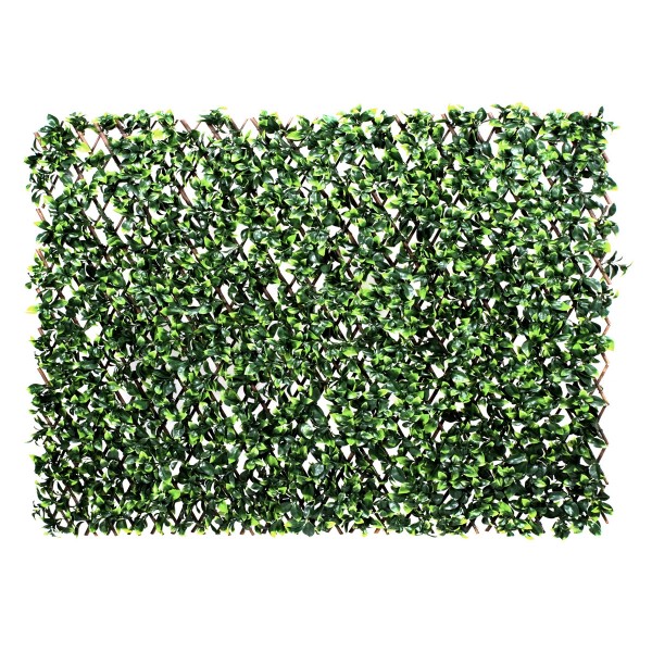 Artificial Expanding Green Wall Willow Trellis Fence with Variegated Green Leaf Foliage (1m x 2m) - GB1148