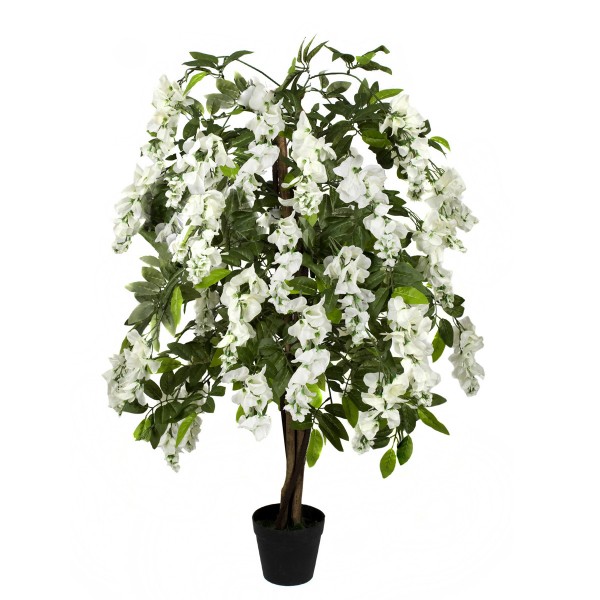 Artificial White Wisteria Tree Potted Plant 130cm/4ft