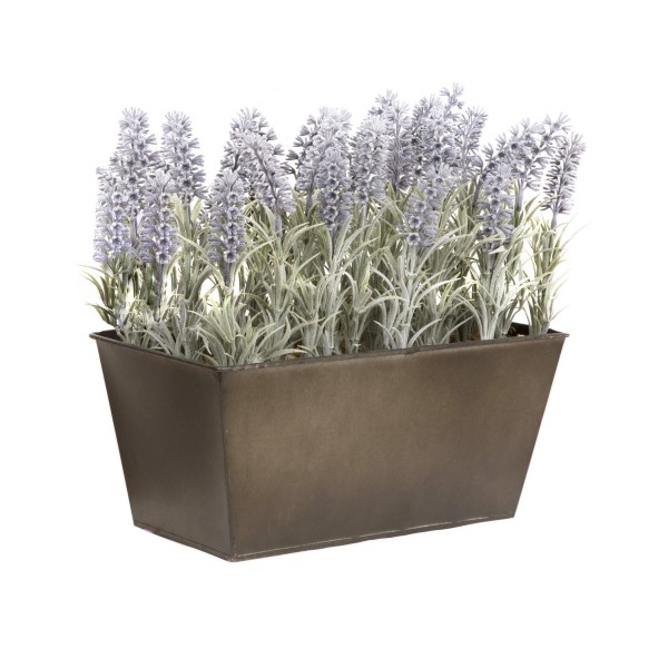 Artificial Lavender Tin Rustic Planter Window Box 30cm/12in