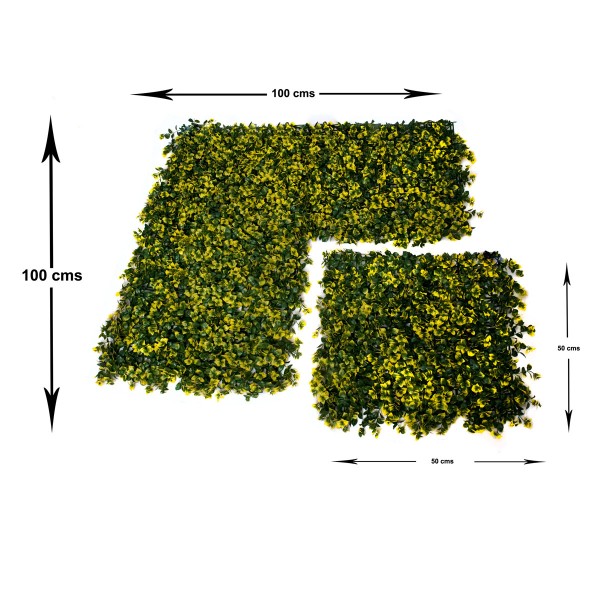 Artificial Green Wall Hedge with Yellow Leaf Foliage Pack of 4 x 50cm/20in - GB1265